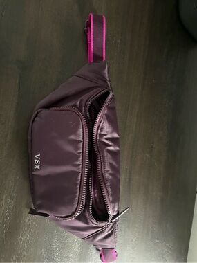 VSX Plum Purple Crossbody Belt Bag with Pink Accent